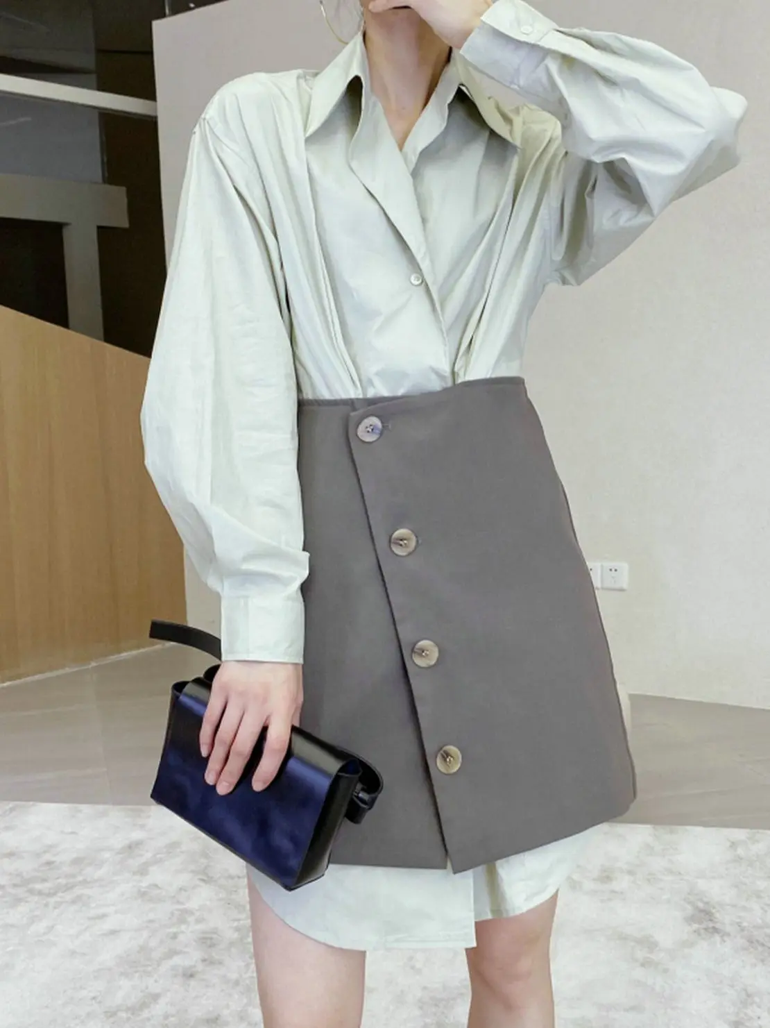 

Toppies New Women Fake 2pcs Dress Long Sleeves Shirt Dress for Office Lady Korean Fashion