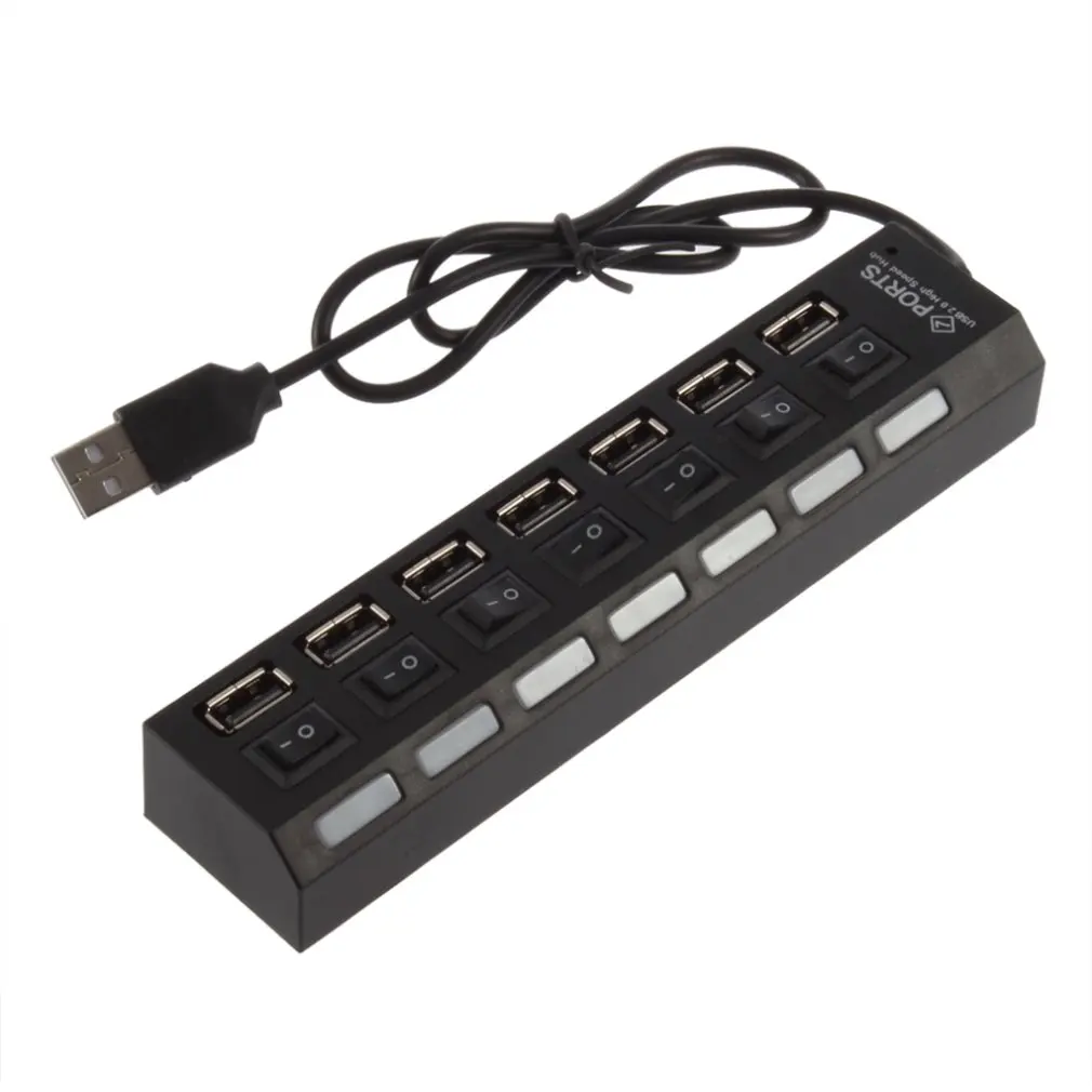 

USB Splitter 7ports USB 2.0 Multi Power High Speed Adapter Cable Sharing Switch HUB For PC Laptop Computer