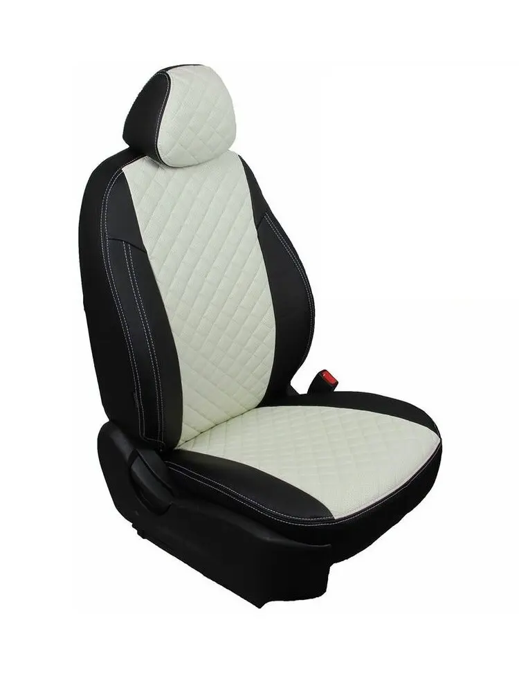 Авточехлы для Volkswagen Jetta 5 Golf 6 2003-2012 Автопилот Белый Экокожа с ромбом vo-dzh-dzh5-chb-r -