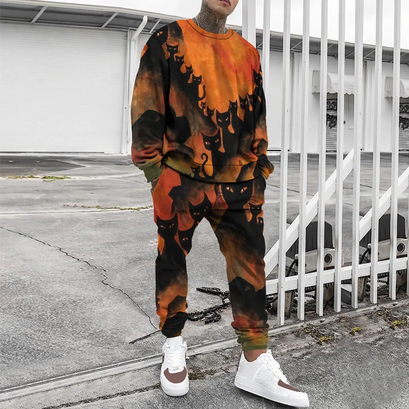 

Long-sleeved Couple 3d Sports Baseball Uniform Two-piece Set 2022 New Sweater Fashion Halloween Series Large Size Round Neck