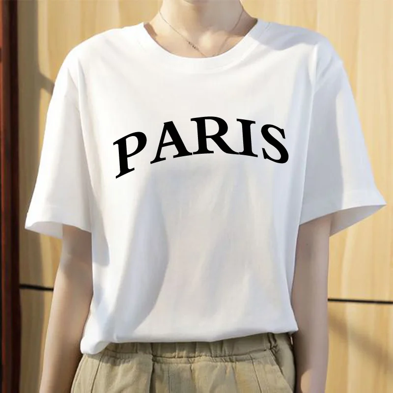 

Модная футболка с надписью Париж, женские хлопковые удобные винтажные футболки с графическим рисунком, футболки 2022, женские топы, уличные Т...