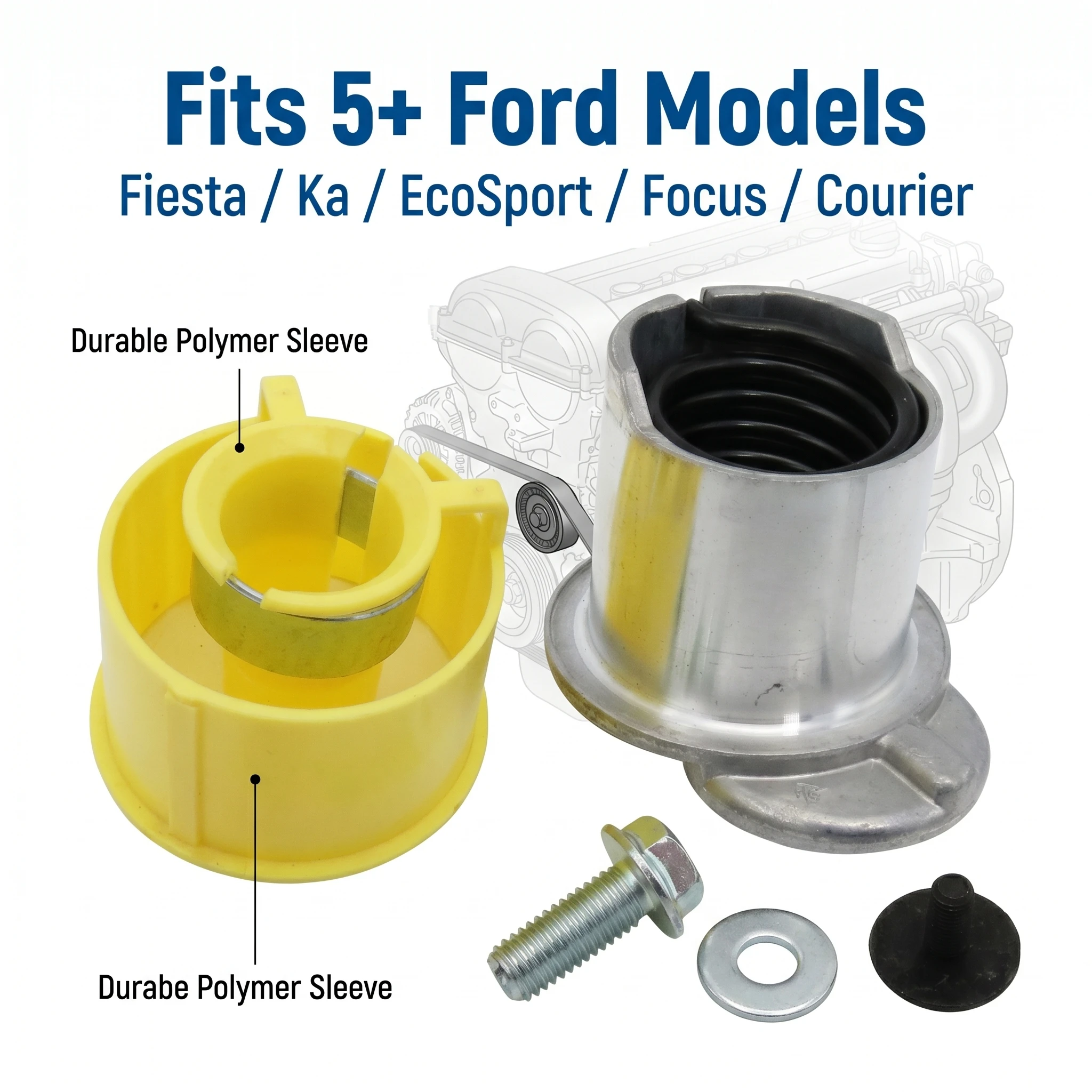 Фото Натяжитель приводного ремня для Ford Fiesta Ka EcoSport Focus Courier 1.0 1.3 1.6 Zetec Rocam 7S4Q10K018A 1340774 1376886 №3