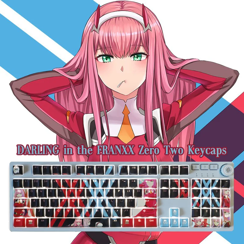 

108 Keys DARLING in the FRANXX Zero Two Keycaps Cherry Profile PBT Sublimation Mechanical Keyboard Keycap Anime Keycap 61/104