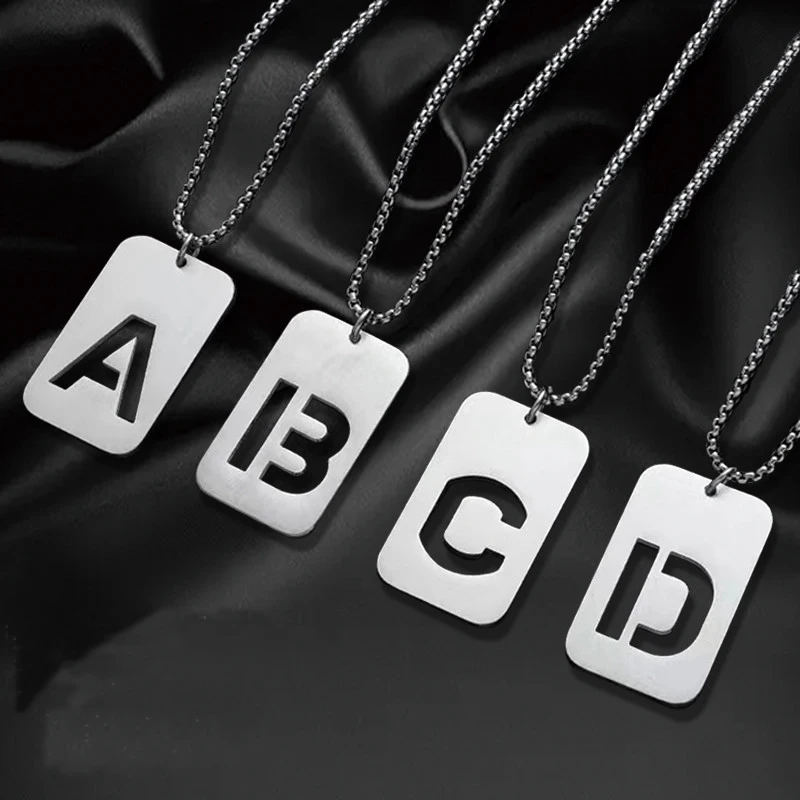 

Мужское ожерелье с инициалами, из нержавеющей стали, серебристого цвета, 26 букв