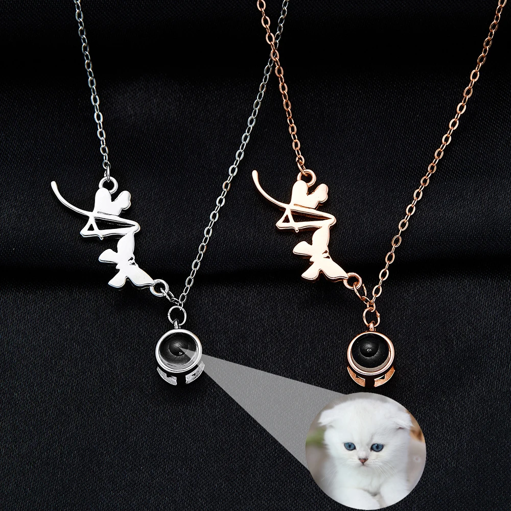 925 Silver Photo Projection Necklace For Women Personalized Custom Butterfly Letter Chain Beautiful Everyday Accessories