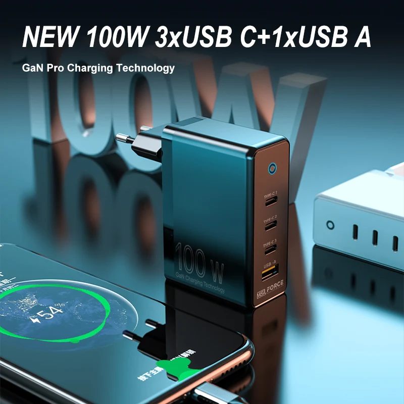 

Зарядное устройство сетевое с USB-портом и поддержкой быстрой зарядки, 100 Вт