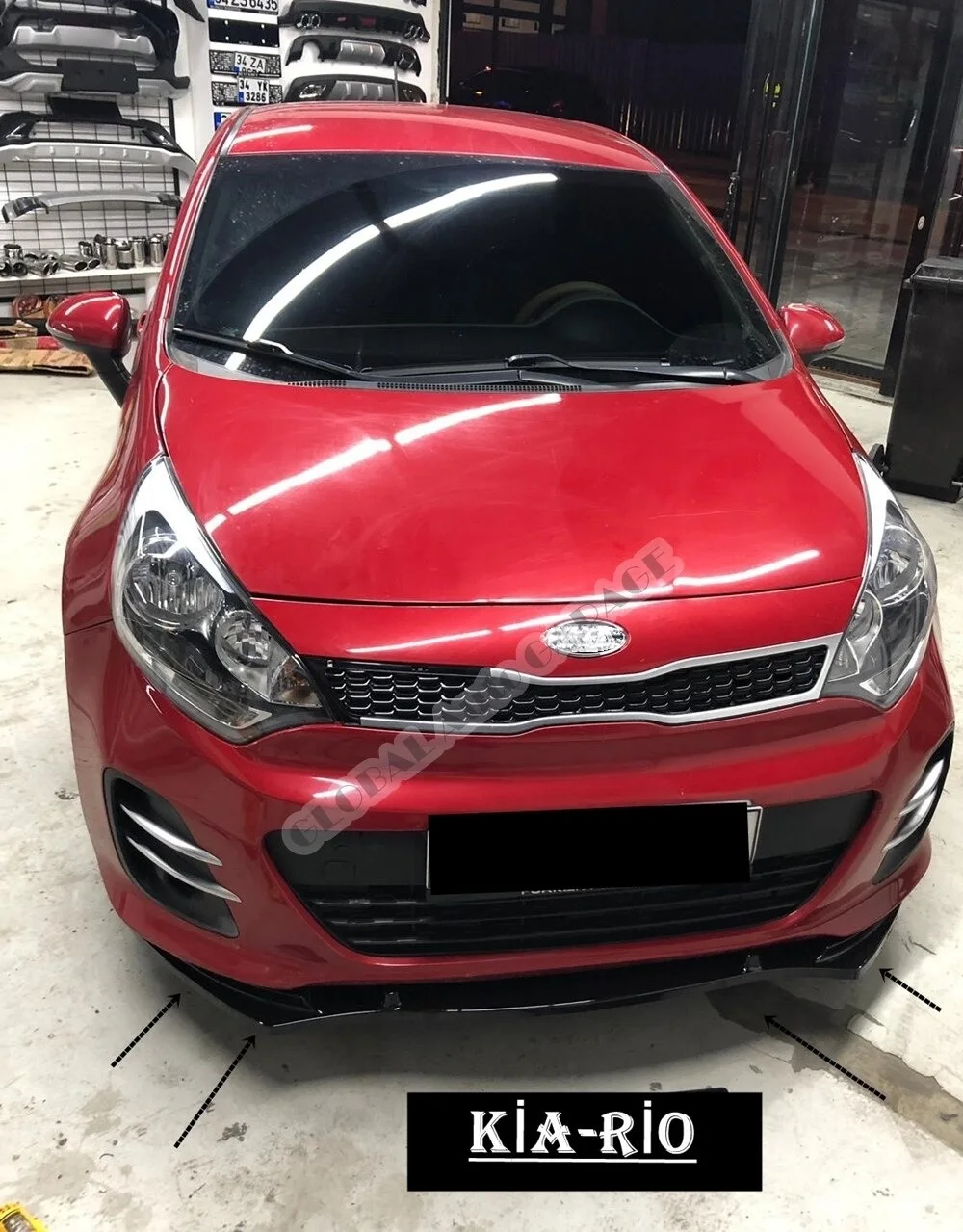 Для Kia Rio накладка на передний бампер губа 2005-2020 пианино глянцевый черный