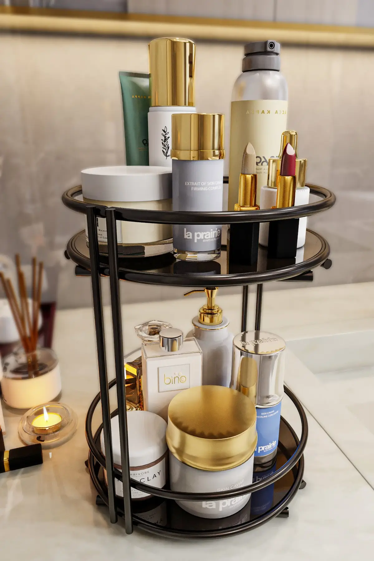 Bathroom Cosmetic Jewelry Organizer Multipurpose Organizer 2-Tier Shelf