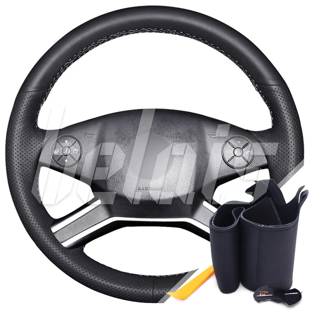 Оплетка на руль из «Premium» экокожи Mercedes-Benz R-Class R300, R320, R350, R400, R500 2010-2017 г.в. (черная) #0192