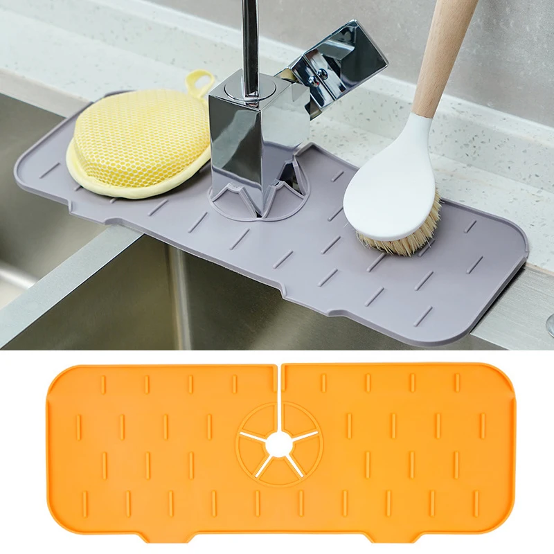 

Silicone Kitchen Faucet Mat Sink Splash Pad Drain Rack Foldable Sink Mat Faucet Splash Catcher Bathroom Countertop Protector Mat