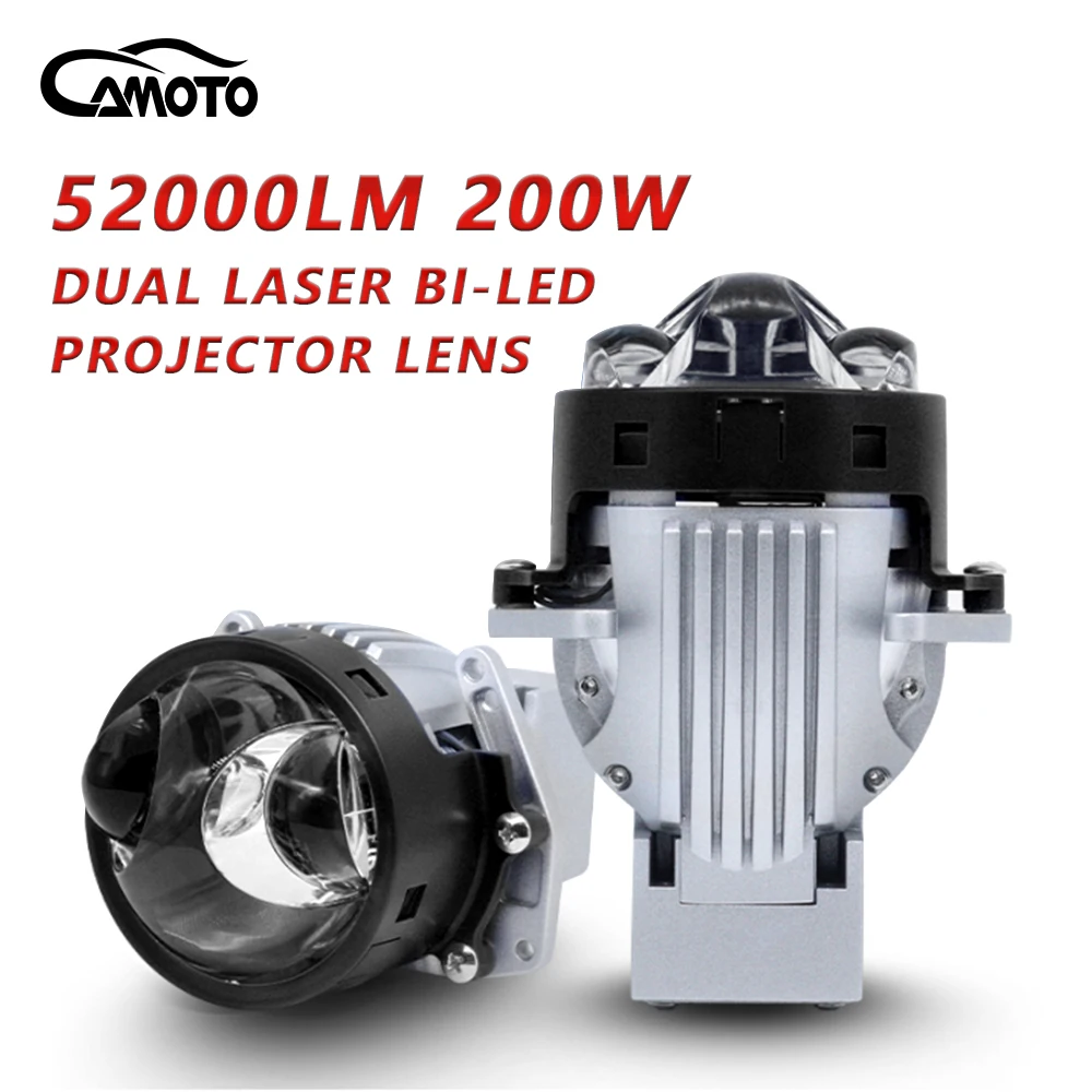 

CAMOTO Super Dual Laser Led Projector Lens Car Headlights High Low Beam 200W 52000LM Car Lights Retrofit Kits Hyperboloid Lens
