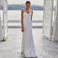 gogob simple satin lace r107 mermaid wedding dress for women spaghetti strapc beach bridal gowns backless custom made