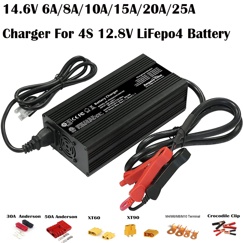 

14.6V 20A Charger 12v LiFePO4 4S Battery Charger 12.8v 14.4V LiFePO4 Battery Charger Smart Charger with Clligator Clip