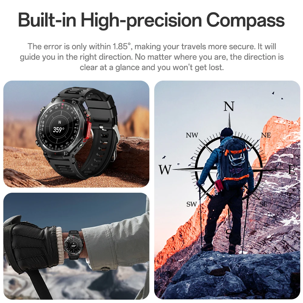 Фото Смарт-часы Aolon NEO с 6-системным GNSS GPS, 1.43-дюймовым IPS-экраном, для спорта и фитнеса на открытом воздухе, мониторинг здоровья, IP68, 1ATM, Bluetooth 5.3, с функцией звонков №5