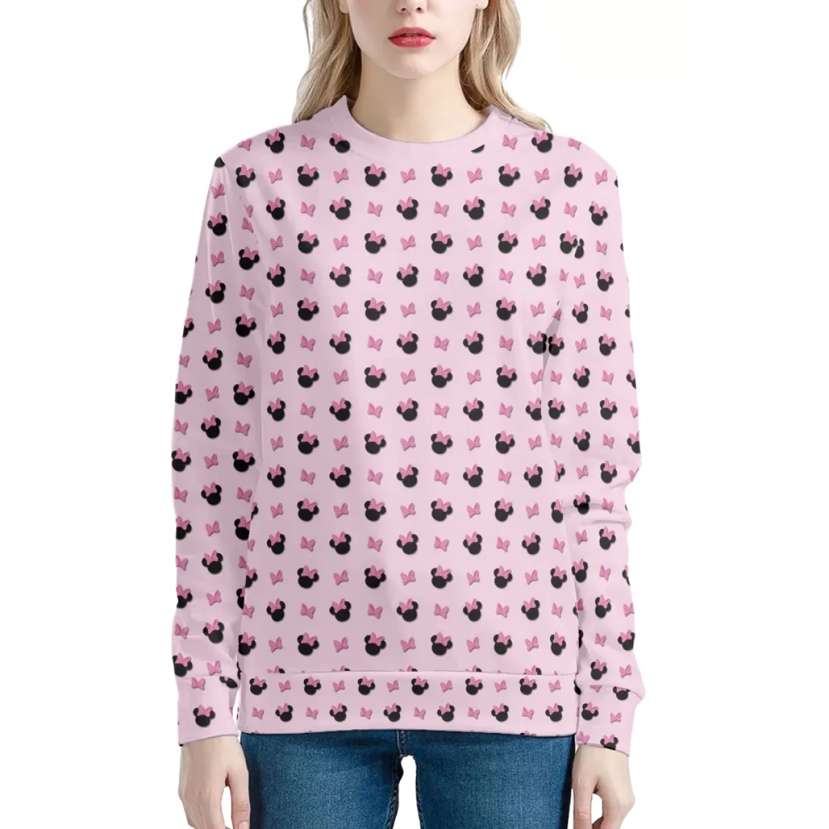 

Disney Fall Mickey Minnie Mouse Sweater Teen Long Sleeve Casual Pullover Cartoon Cute Loose Shirt Pullover Sudadera Mujer