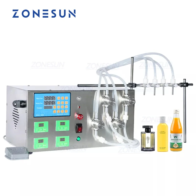 Macchina di rifornimento magnetica della pompa di acqua liquida cosmetica dell'inchiostro dell'olio essenziale di quattro teste di ZONESUN ZS-YTMP4S