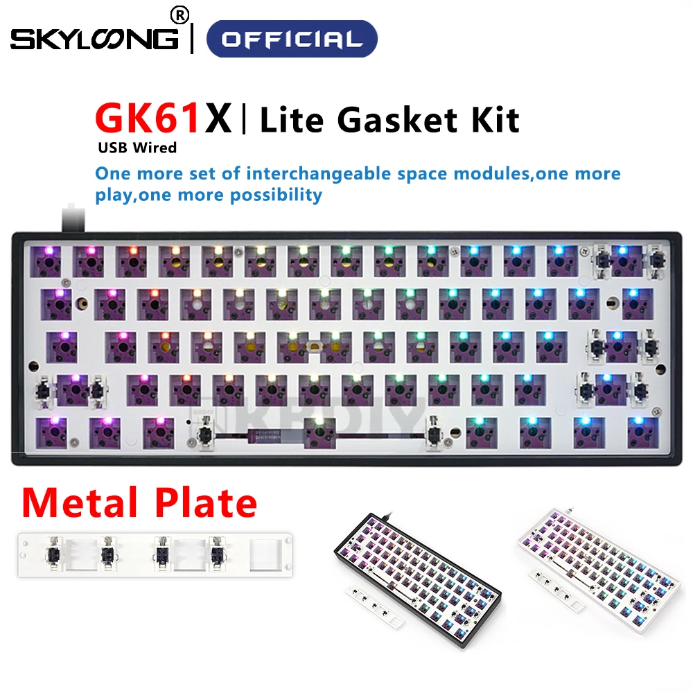 

SKYLOONG GK61 GK61X Lite Gasket Kit for USB Wired Mechanical Keyboard RGB Compatible MX Switches Hot-Swap Split Spacebar Custom