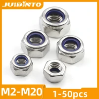 juidinto 1 50pcs nylon lock nuts stainless steel insert lock nuts m2 m2 5 m3 m4 m5 m6 m8 m10 self locking nut for car appliance