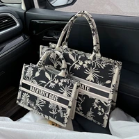 2022 summer large capacity brand printed canvas versatile western style high quality texture women shoulder tote shopping bag