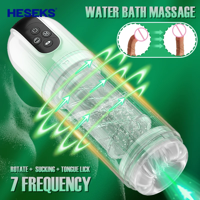 HESEKS Masturbation Cup Rotating Sucking Masturbator For Male Automatic Licking Simulation Full Body Waterproof Sex Toy For Men