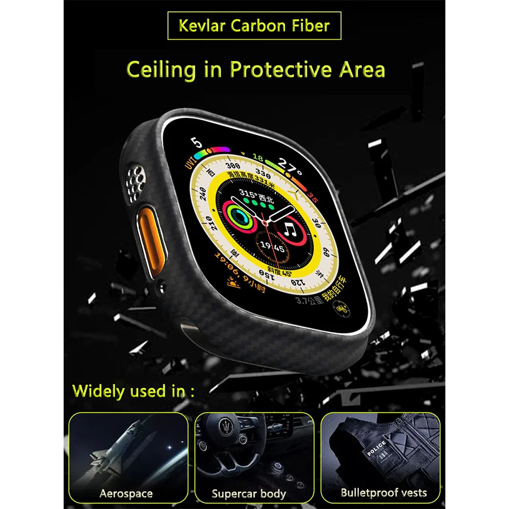 100% Carbon Fiber For Apple Watch Ultra Modified 49mm Luxury Detachable Adjustable Comfortable Case+Strap Package