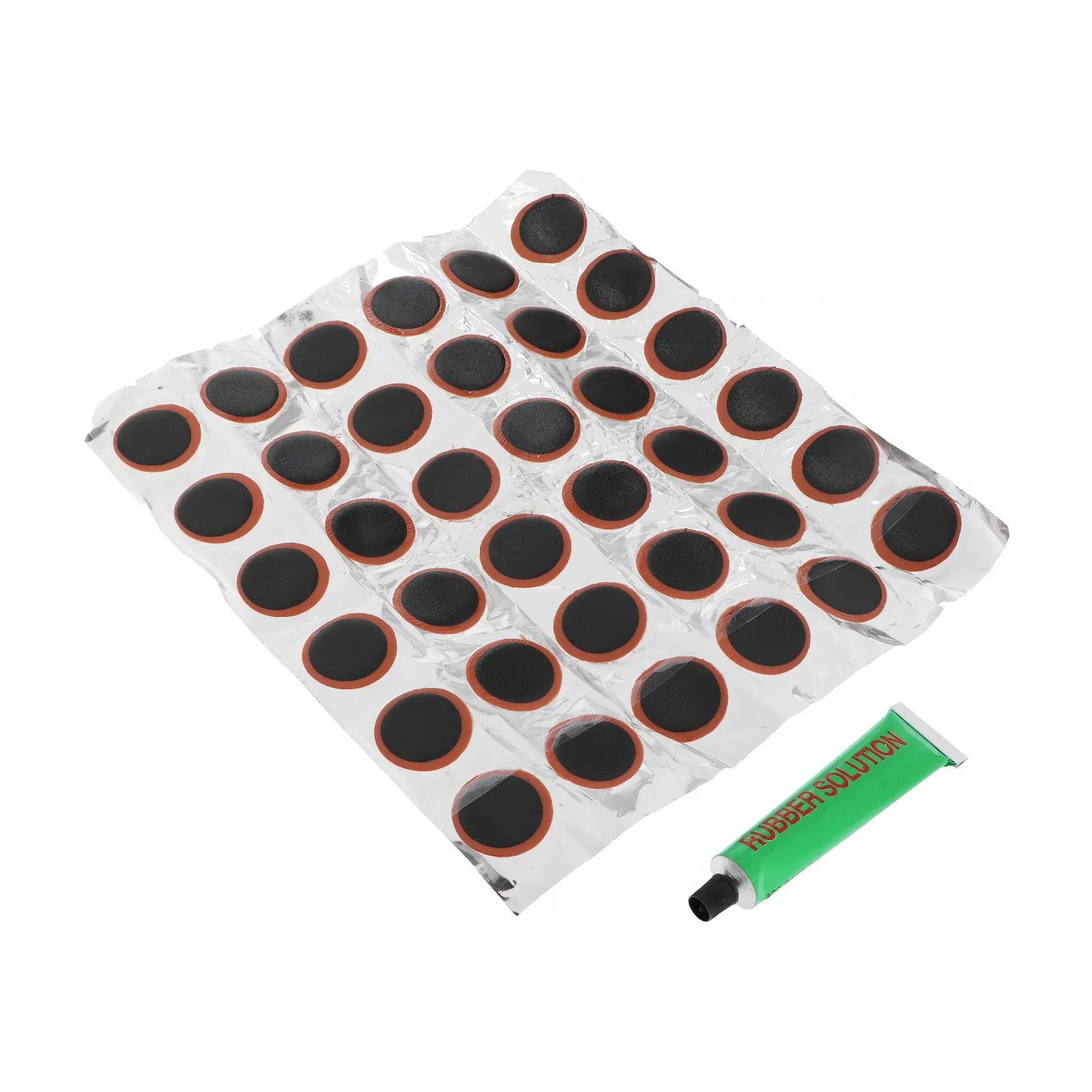 Набор для ремонта камер TOPAUTO, резиновые латки d 28 мм круглые 36 шт, клей