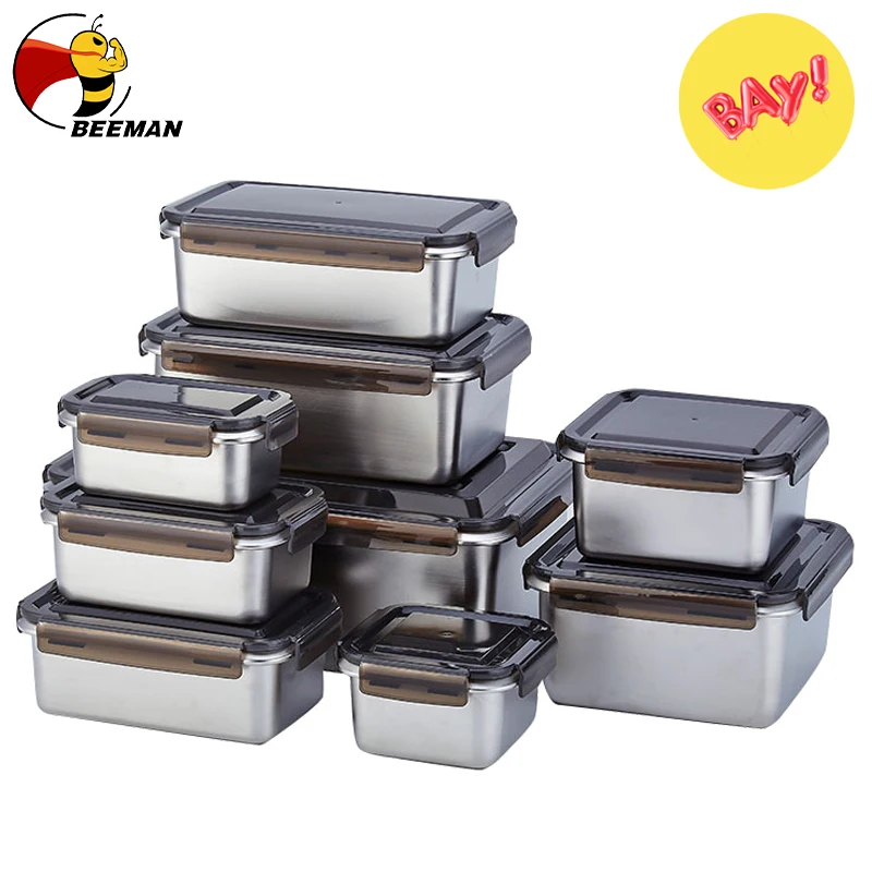 BEEMAN Stainless Steel Lunch Box with Sealed Lid Food Storag