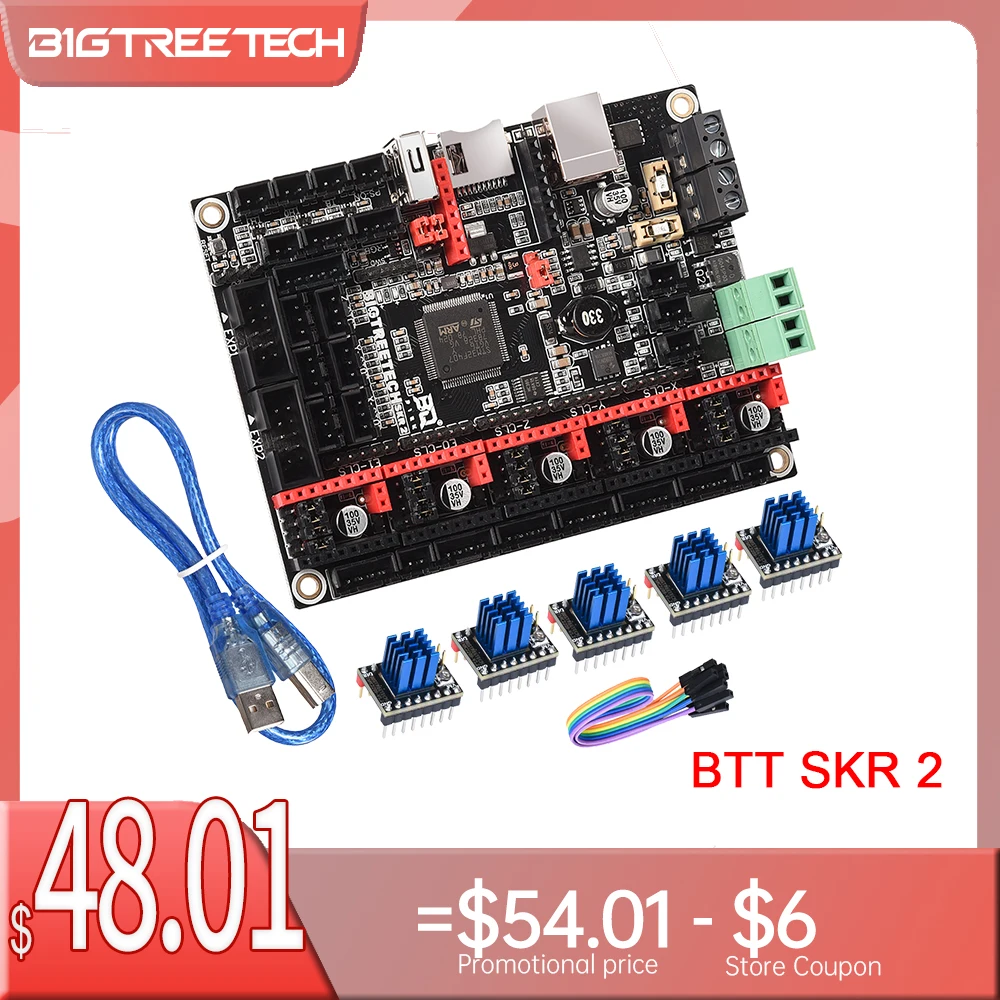 

Плата управления BIGTREETECH BTT SKR 2, 32-битная обновленная материнская плата SKR V1.4 Turbo TMC2209 UART TMC5160, детали для 3D-принтера Ender3 CR10