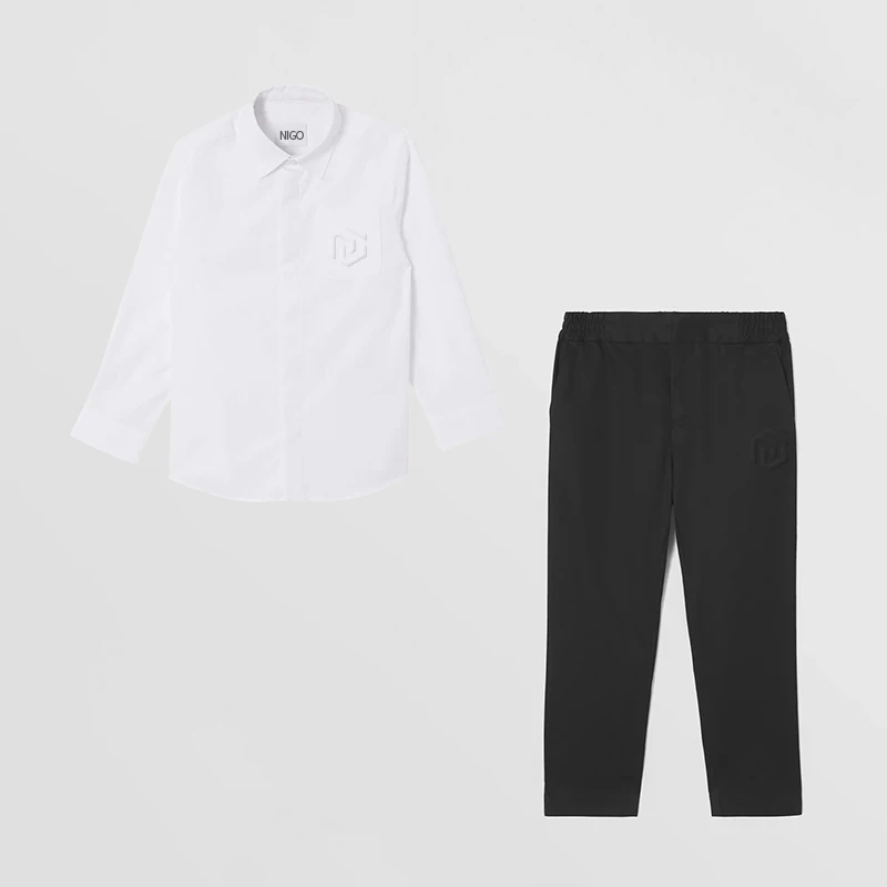 

NIGO Children's Letter Embroidered Long Sleeve Shirt Cotton Casual Trousers Suit #nigo37595
