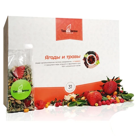 Чай фруктовый авторский "Ягоды и Травы" в наборе | 31 стакан авторского чая в удобном диспенсере с аксессуарами для заваривания