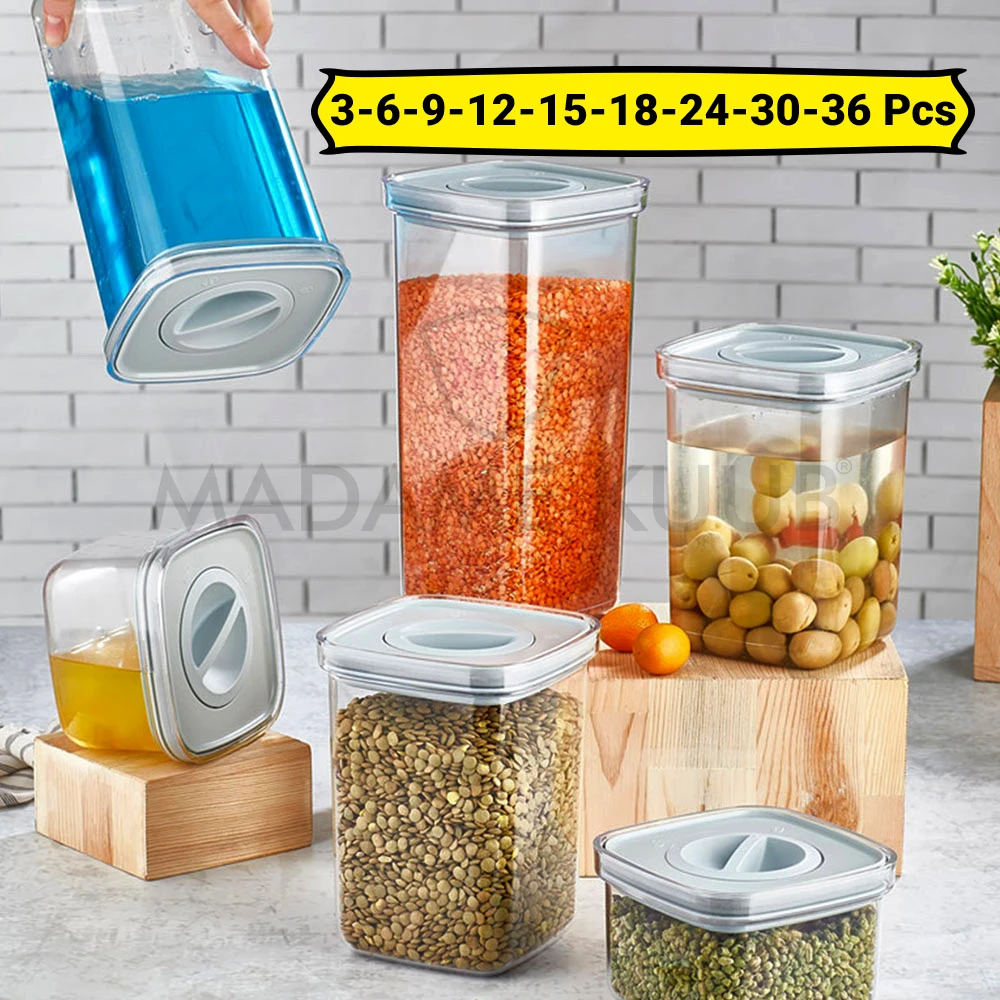 

36-30-24-18-15-12-9-6-3 Pcs MK Food Storage Box Kitchen Container Leak WaterProof Locked Lid Home Organizer Jar Airtight Vacuum