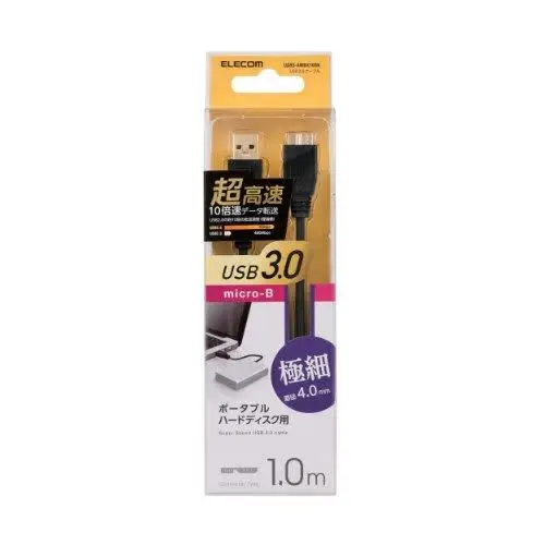 USB-кабель ELECOM [MicroB] USB3.0 (разъем USB A к разъему MicroB) Тонкий 1 м черный USB3-AMBX10BK |