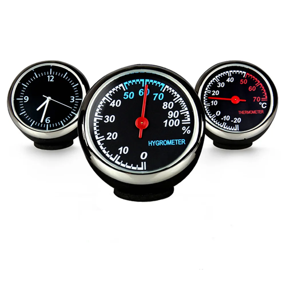 

Часы на приборной панели автомобиля + термометр + гигрометр 3 в 1, комплект съемных велосипедных мини-часов, авто интерьер, домашний декор, украшение для стола