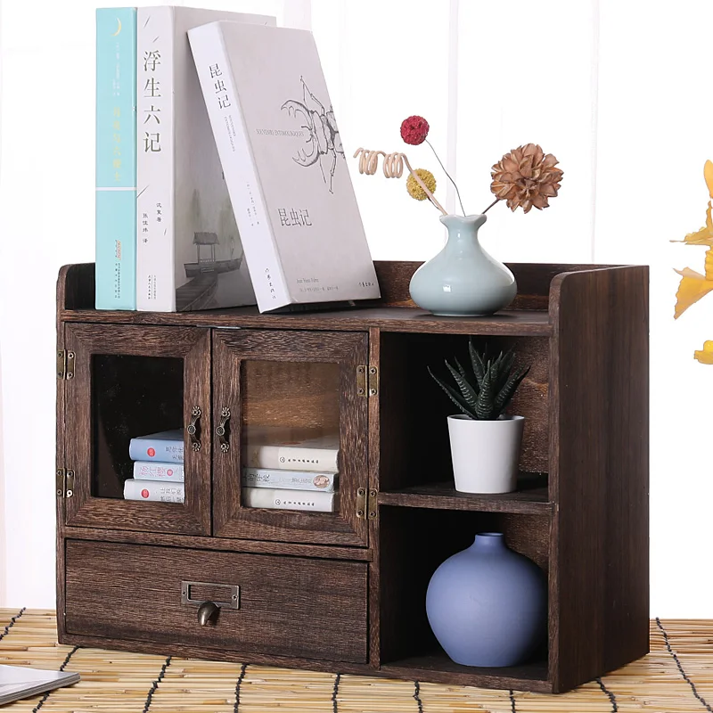 

Деревянный настольный органайзер с тремя ящиками