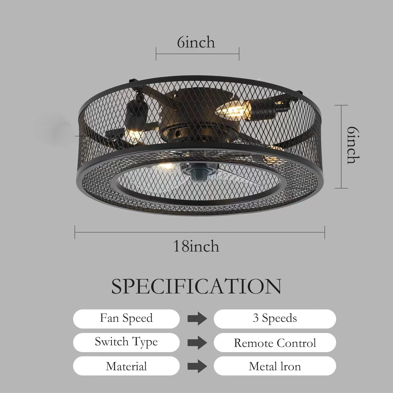 Потолочный вентилятор с пультом ДУ 110 В E27