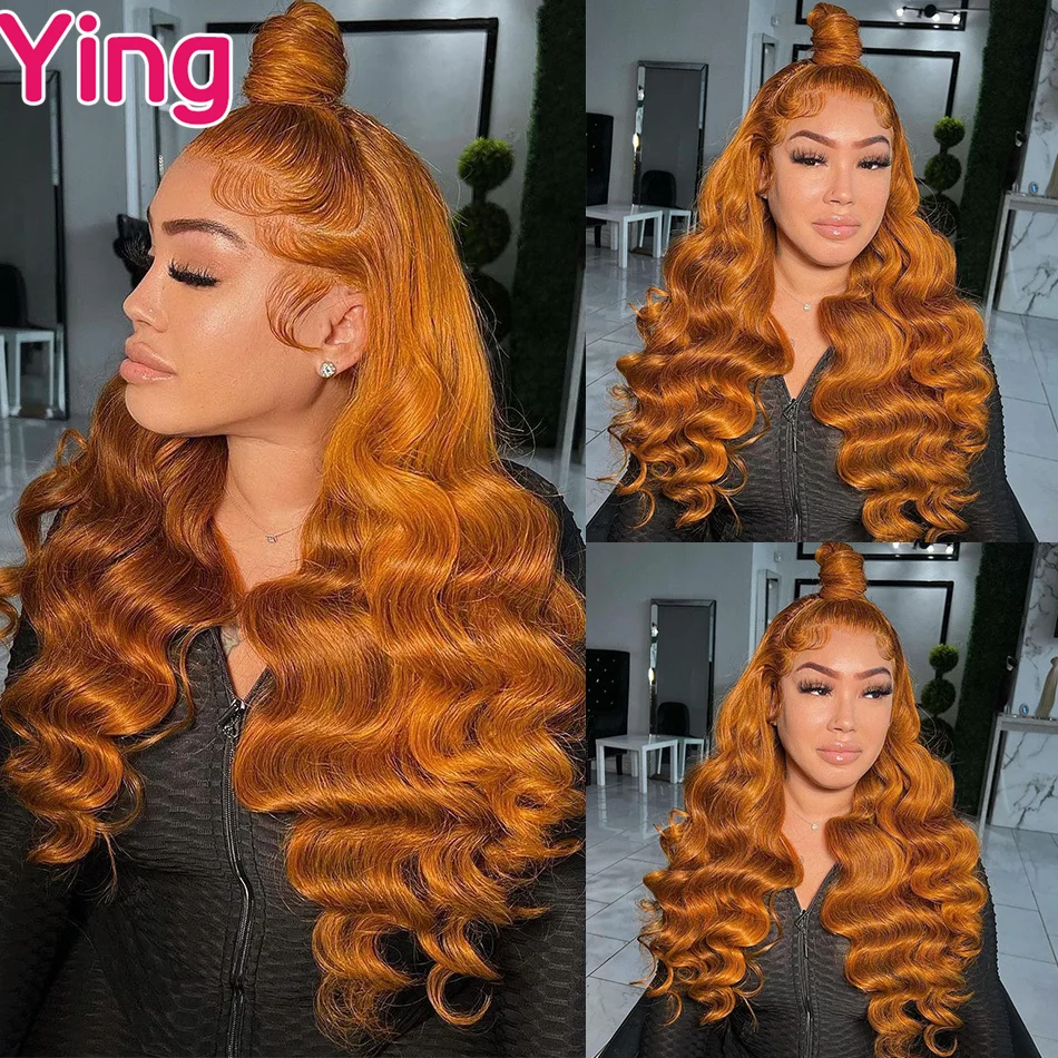 Ginger Orange 13x6 Body Wave Lace Front Wigs For Black Women Brazilian Remy 13X4 Lace Frontal Human Hair Wigs Transparent Lace