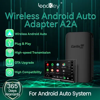LoadKey A2A Android Auto Wireless Adapter Bluetooth Connect Wireless AA Dongle for Android Auto Compatible Car Button and Stereo