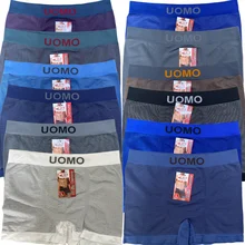 Pack of 12 Boxer briefs UOMO size M-L-XL-XXL-XXXL seamless underwear Slip man Sexy panties bloomer shorts. Assorted Colors striped, polyester