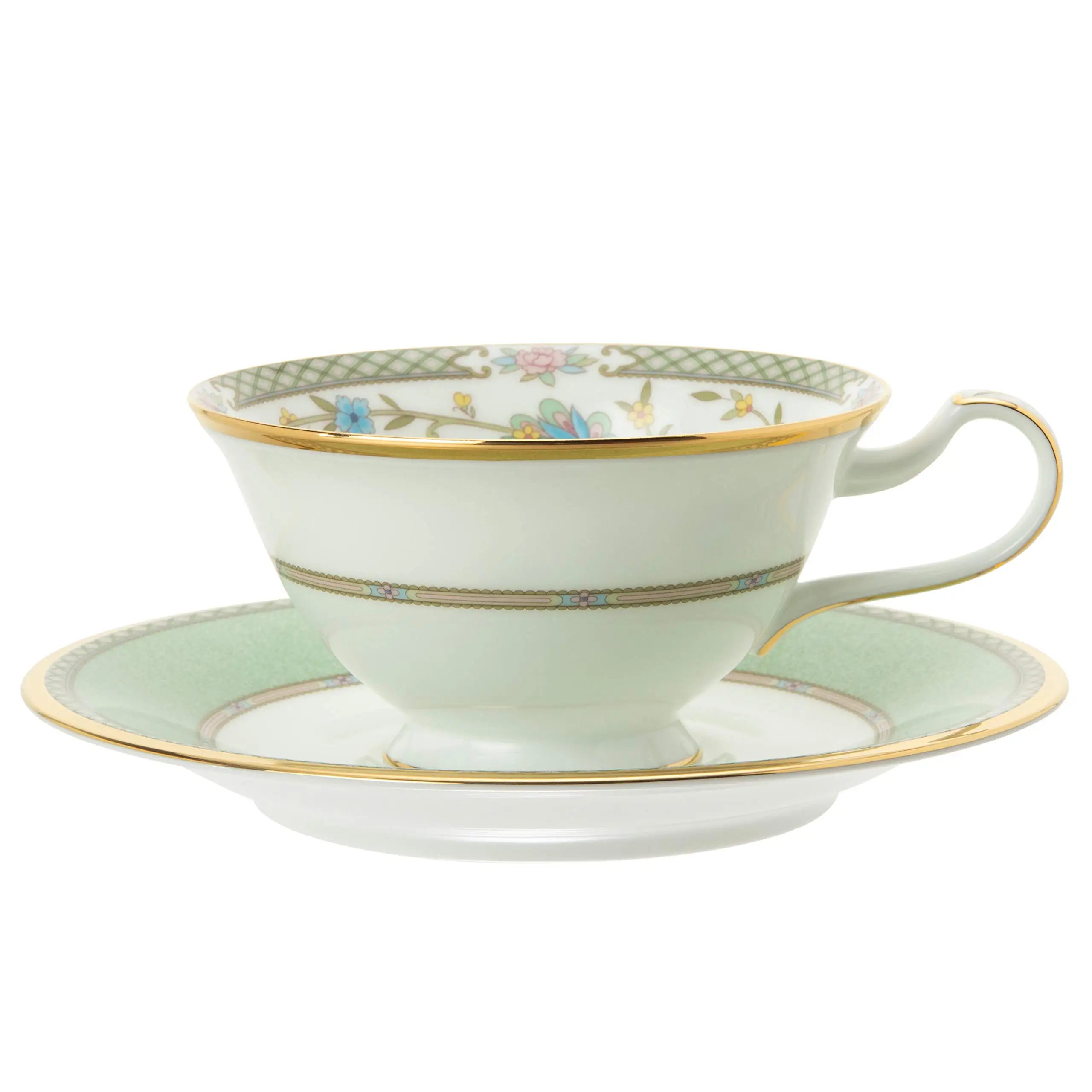 Чашка с блюдцем Noritake 220cc из зеленого костяного фарфора Yoshino и (Кофейно-чайная)