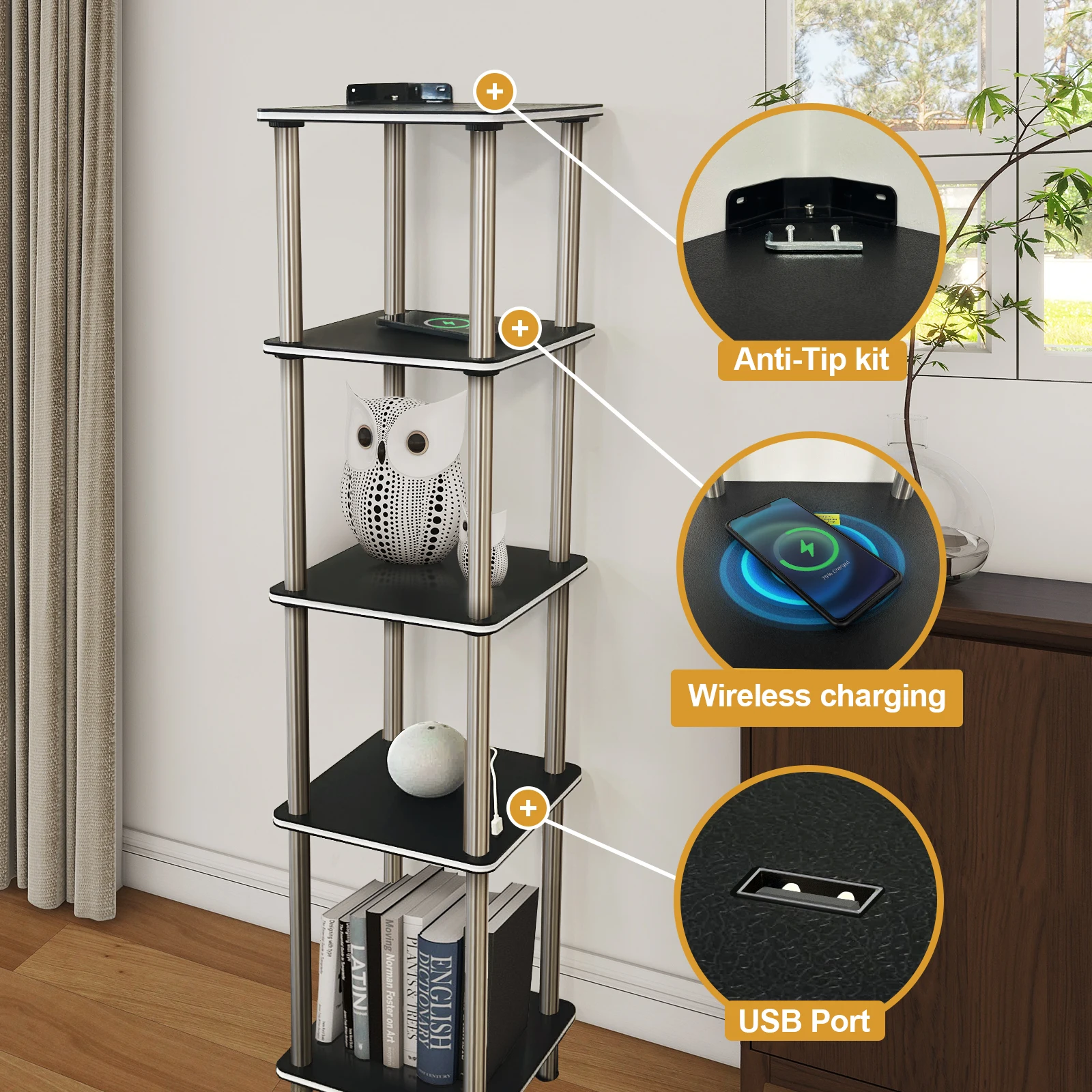 Торшер RGB с регулируемой высотой полок