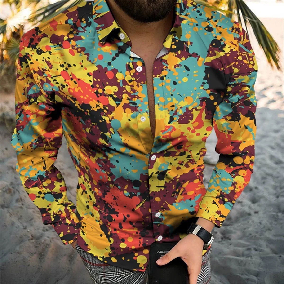 

2022 Brand Casual Spring Luxury 3D Printed Long Sleeve Slim Fit Men's Shirts Streetwear Social Dress Shirts Men's Fashion Jersey