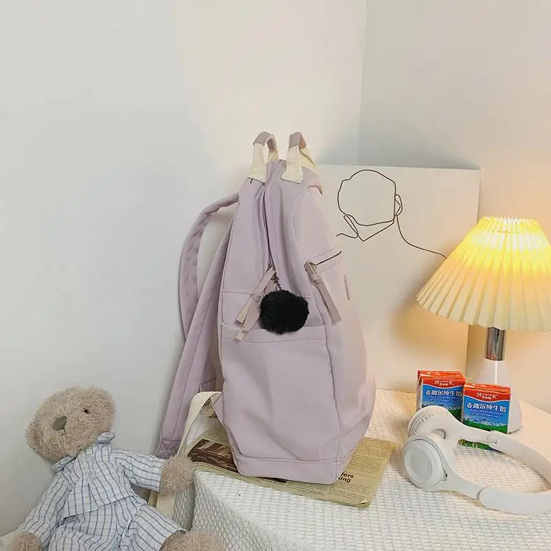 Junior High School Students Solid Colour Simple Casual Fashion Korean High School Retro Sense Girls Student Backpack