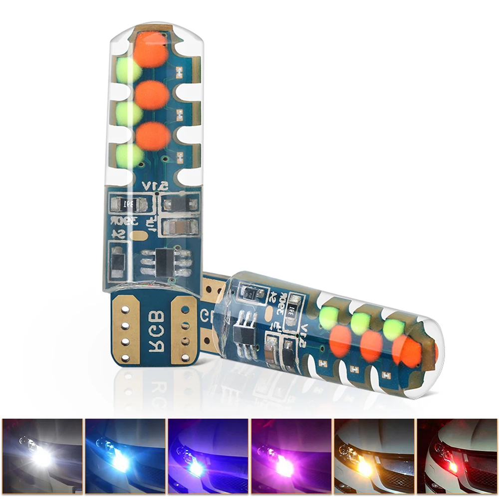 2 шт. W5W T10 Автомобильная сигнальная светодиодная лампа COB Внутреннее освещение 12 В Автоматическое чтение Клин Боковой номерной знак Лампа 18SMD Габаритные огни Белый