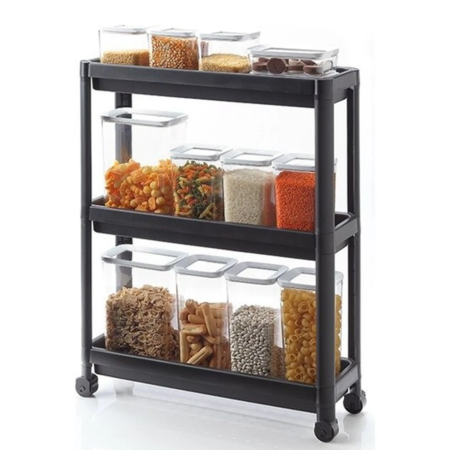 

Rolling Shelving Unit Three Tiers Kitchen Shelf Modern Serving Shelf Bathroom Shelf Bathroom Organizer Organizer
