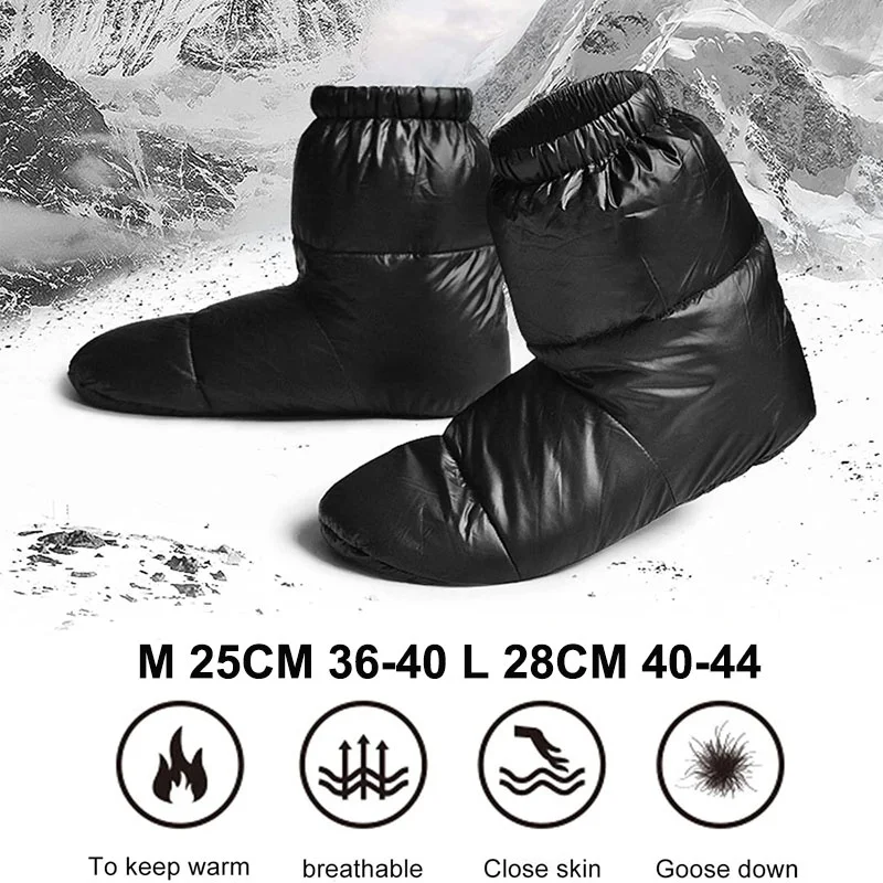 

Winter Duck Down Booties Socks Outdoor Camping Tent Warm Soft Slippers Boots Covers Soft Down Filled Footwear Mules Cozy Warmers