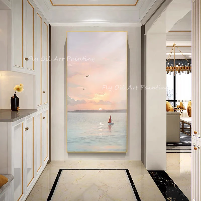 100% ручная роспись фотообои абстрактный Простой чистый скандинавский пейзаж