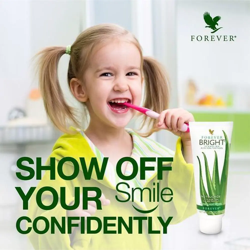 FOREVER LIVING BRIGHT Natural Aloe Vera Toothpaste Fluoride Free Vegan White Healthy Teeth Toothgel FEDEX EXPRESS FAST DELIVERY