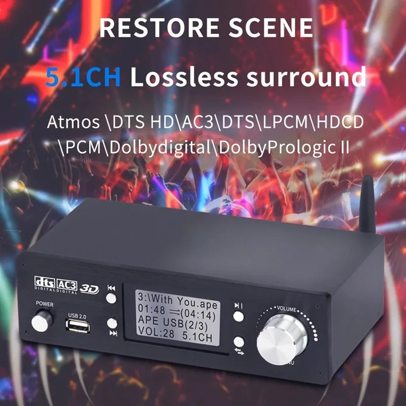 

HD920 HDMI2.0 5.1CH Audio Decoder Bluetooth 5.0 Reciever DAC DTS AC3 Dolby Atmos 4K ARC Converter SPDIF PCUSB Sound Card