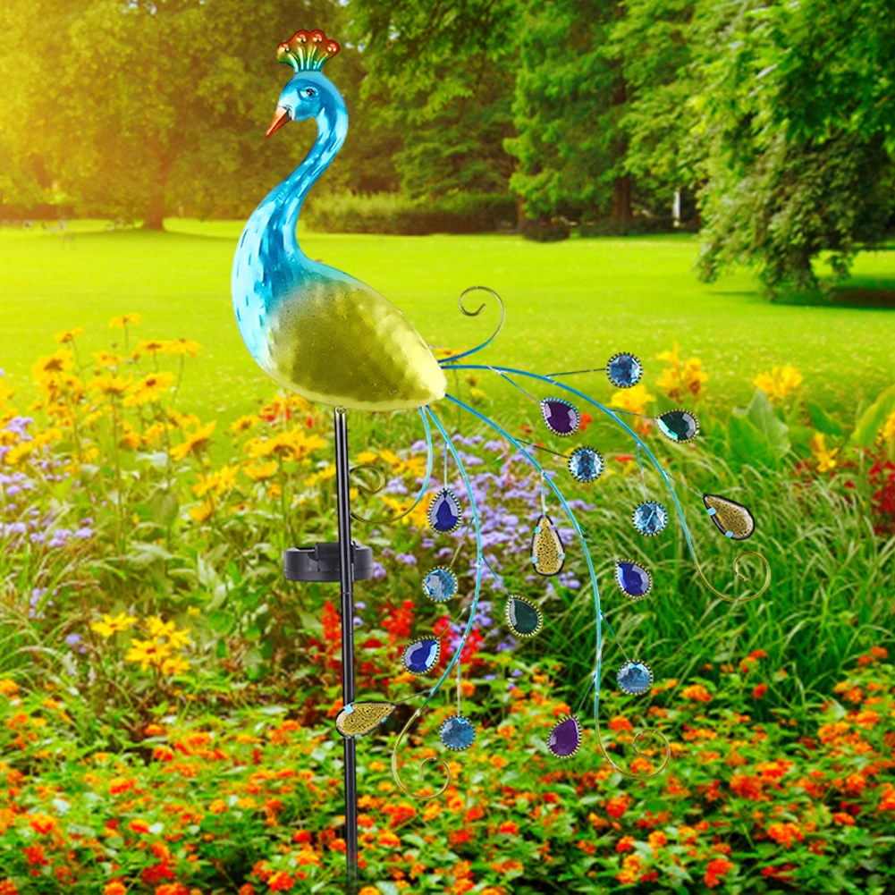 Металлические Павлиньи садовые солнечные фонари 300 мАч светодиодные