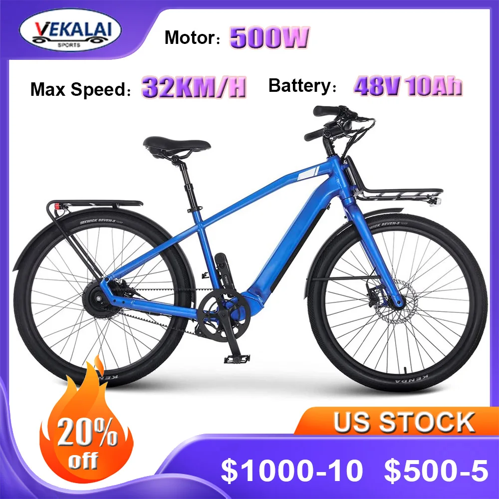 

Electric Bike for Adults 500W 48V 14Ah Removable Lithium Battery 32KM/H Max Speed Electric Mountain Bicycle Cycling Ebike